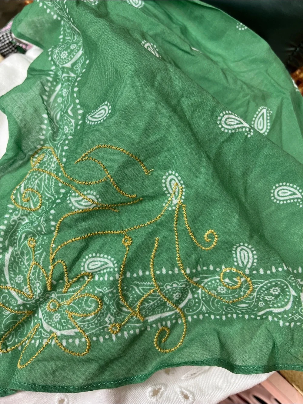Free People Crawford Green Combo Only Printed Bandana Paisley Scarf New 1